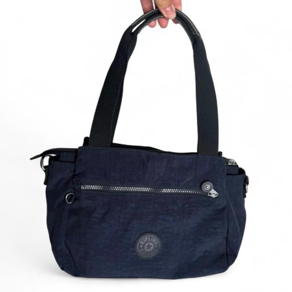 Kipling Dark Blue Nylon Crossbody Tote with Black Straps